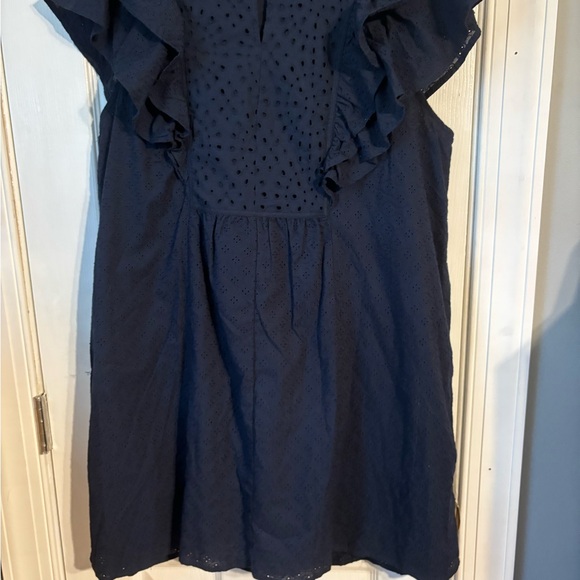 Terra & Sky Navy Ruffle Sleeve Eyelet Dress 1X BNWT - Picture 5 of 5